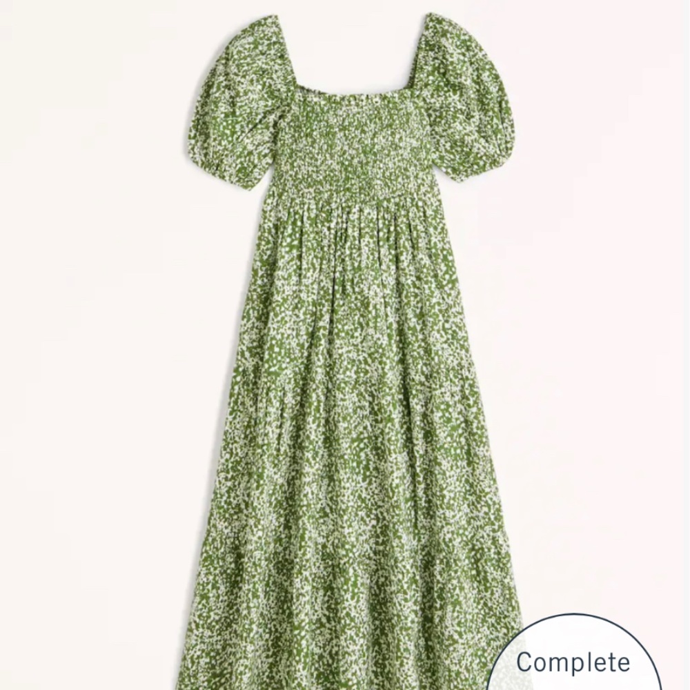 Abercrombie smocked bodice linen dress